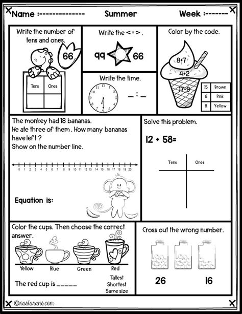 Each daily math practice page contains 8-11 problems. . 1st grade math spiral review pdf